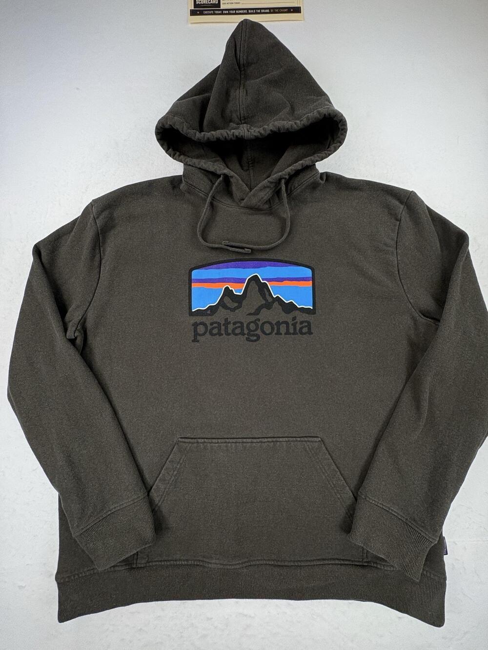 Patagonia Hoodie Mens 2XL Gray Uprisal Fleece Pullover Kangaroo Graphic Logo